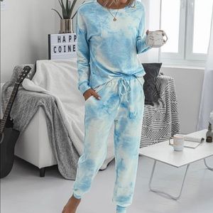 Drop Shoulder Tie Dye Pullover and Sweat Pant Set